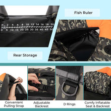 Load image into Gallery viewer, Inflatable Fishing Float Tube, 350LBS Portable Belly Boat with Rod Rack Basket, Fish Finder Holder, Fish Ruler, 3 Storage Boxes &amp; Pump