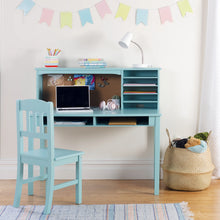 Load image into Gallery viewer, Guidecraft Kids Media Desk and Chair Set - Gray: Kids Desk and Chair Set, Study Table for Kids with Hutch and Shelf, Wood Bedroom Furniture Set