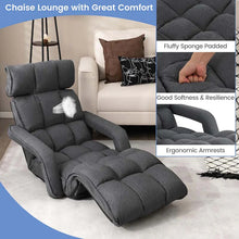 Load image into Gallery viewer, 6-Position Adjustable Floor Sofa Bed, Folding Lazy Sofa Chaise Lounger Recliner with Armrests &amp; Footrests for Living Room, Bedroom &amp; Gaming
