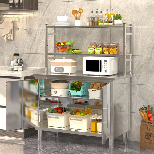 AECOJOY Stainless Steel Table with Cabinet 40
