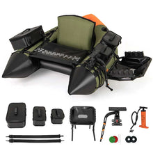 Load image into Gallery viewer, Inflatable Fishing Float Tube, 350LBS Portable Belly Boat with Rod Rack Basket, Fish Finder Holder, Fish Ruler, 3 Storage Boxes &amp; Pump