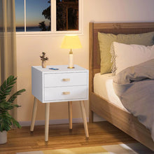 Load image into Gallery viewer, Syngar Nightstand Set of 2, Bedroom Bedside Table with 2 Drawer Storage Shelf, Simple Modern Night Stand End Table with Wood Handle, Easy Assembly, Suitable for Living Room Bedroom Furniture, White