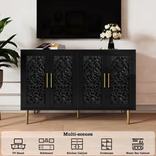 Load image into Gallery viewer, HLR 48" Accent Cabinet with 4 Doors, Vintage Hollow Carving Storage Credenza, Sideboards and Buffets Cabinet for Living Room, Kitchen, Dining Room, Entryway