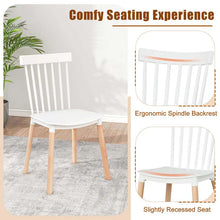 Load image into Gallery viewer, Set of 4 Windsor Dining Chairs, Modern Armless Side Kitchen Chairs with Spindle Back, Curved Seat &amp; Solid Wood Legs for Living Room, Restaurant