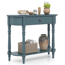 Load image into Gallery viewer, 36" 2-Tier Retro Console Table with Storage Drawer &amp; Open Shelf, Solid Wood Narrow Entryway Sofa Table for Living Room, Foyer &amp; Hallway