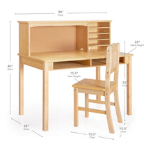 Load image into Gallery viewer, Guidecraft Kids Media Desk and Chair Set - Gray: Kids Desk and Chair Set, Study Table for Kids with Hutch and Shelf, Wood Bedroom Furniture Set