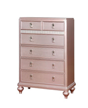 Load image into Gallery viewer, Contemporary Rosé Gold Twin Size Bed 6pc Set Dresser Mirror Nightstand Chest Padded HB Tufted Bedroom Furniture Solid Wood