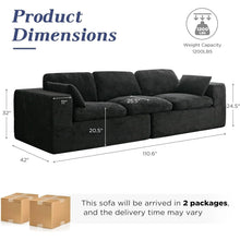 Load image into Gallery viewer, AECOJOY 110" Oversized Sofa for Living Room, 3 Seater Cloud Boneless Couch with Fluffy Seat Cushions