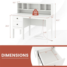 Load image into Gallery viewer, 48" Home Office Desk with Power Outlets, USB &amp; Type-C Charging Station, Modern Writing Desk w/ 5-Cubby Hutch &amp; Drawers for Study Makeup Vanity
