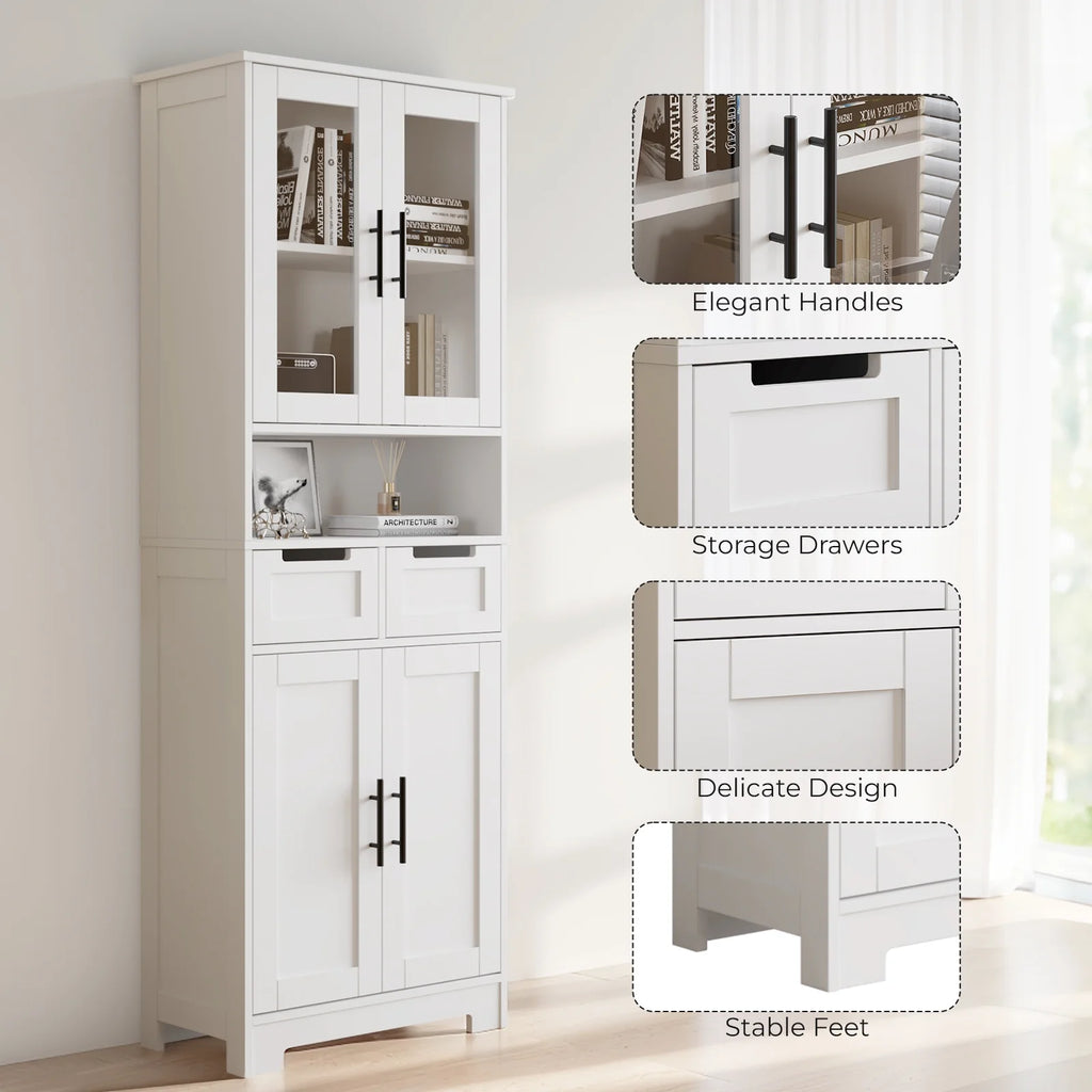 Ktaxon Wooden Bathroom Floor Cabinet with 4 Drawers & 1 Cupboard for Living Room Entryway, White