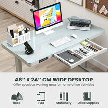 Load image into Gallery viewer, 48" x 24" Electric Standing Desk with Drawer, Tempered Glass Top, Memory Positions &amp; USB Type-C Outlets, Sit Stand Desk for Home Office