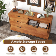 Load image into Gallery viewer, Mid-Century Modern 6-Drawer Dresser, Wooden Chest of Drawers with Anti-Tip Interlock System &amp; Metal Legs for Bedroom, Living Room &amp; Hallway