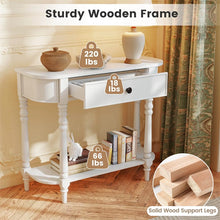 Load image into Gallery viewer, 36" 2-Tier Retro Console Table with Storage Drawer &amp; Open Shelf, Solid Wood Narrow Entryway Sofa Table for Living Room, Foyer &amp; Hallway