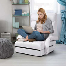 Load image into Gallery viewer, Folding Lazy Sofa Floor Chair with 6-Position Adjustable Backrest, Lumbar Pillow &amp; Armrests, Indoor Chaise Lounge Sofa for Gaming, Living Room - Gray