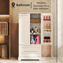 Load image into Gallery viewer, Aiho Storage Cabinet with 2 Doors &amp; 2 Drawer, Pantry Cabinet for Kitchen, Studio, Living Room - White