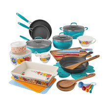 Load image into Gallery viewer, The Pioneer Woman PW43007796140CE 38 Piece Brilliant Blooms Cookware Set, Teal