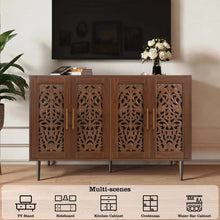 Load image into Gallery viewer, HLR 48" Accent Cabinet with 4 Doors, Vintage Hollow Carving Storage Credenza, Sideboards and Buffets Cabinet for Living Room, Kitchen, Dining Room, Entryway