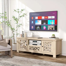 Load image into Gallery viewer, 55" Retro TV Stand for 60 Inch TVs, TV Console Cabinet Entertainment Center with Mirror Doors, Drawer Open Shelf, Cable Hole - Dark Brown