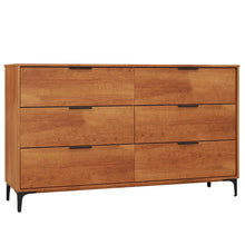 Load image into Gallery viewer, Mid-Century Modern 6-Drawer Dresser, Wooden Chest of Drawers with Anti-Tip Interlock System &amp; Metal Legs for Bedroom, Living Room &amp; Hallway