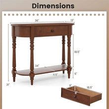Load image into Gallery viewer, 36" 2-Tier Retro Console Table with Storage Drawer &amp; Open Shelf, Solid Wood Narrow Entryway Sofa Table for Living Room, Foyer &amp; Hallway