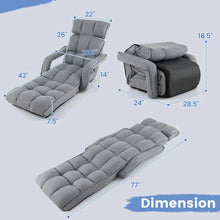 Load image into Gallery viewer, 6-Position Adjustable Floor Sofa Bed, Folding Lazy Sofa Chaise Lounger Recliner with Armrests &amp; Footrests for Living Room, Bedroom &amp; Gaming