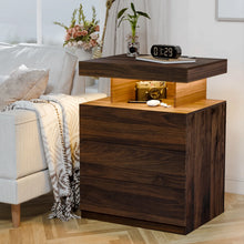Load image into Gallery viewer, Hommpa LED Nightstand Wireless Charging Station USB Type C Outlets Bedside Table 3 Drawers Black Night Table Modern Smart Nightstand High Gloss End Side Table for Bedroom Furniture 26.8" Tall