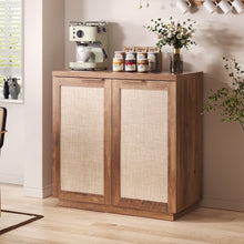 Load image into Gallery viewer, Hommpa Rattan Sideboard Buffet Cabinet with Adjustable Shelf &amp; 2 Doors, Boho Farmhouse Storage Cabinet for Dining Room or Coffee Bar
