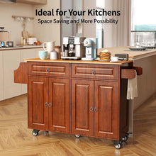 Load image into Gallery viewer, Lofka 52 - Inch Kitchen Island with Storage on Wheels with Wood Drop Leaf, Ideal for Small Kitchens