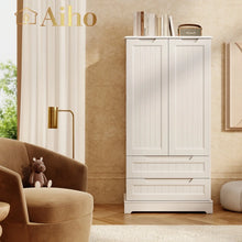 Load image into Gallery viewer, Aiho Storage Cabinet with 2 Doors &amp; 2 Drawer, Pantry Cabinet for Kitchen, Studio, Living Room - White