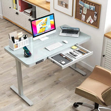 Load image into Gallery viewer, 48" x 24" Electric Standing Desk with Drawer, Tempered Glass Top, Memory Positions &amp; USB Type-C Outlets, Sit Stand Desk for Home Office