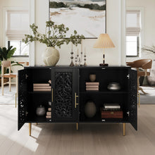 Load image into Gallery viewer, HLR 48" Accent Cabinet with 4 Doors, Vintage Hollow Carving Storage Credenza, Sideboards and Buffets Cabinet for Living Room, Kitchen, Dining Room, Entryway