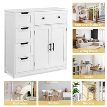 Load image into Gallery viewer, Ktaxon Wooden Bathroom Floor Cabinet with 4 Drawers &amp; 1 Cupboard for Living Room Entryway, White