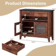 Load image into Gallery viewer, Sideboard Buffet Cabinet, Coffee Bar Cabinet with 2 Drawers, Faux Marble Top, Kitchen Storage Cabinet for Living Room Entryway