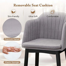 Load image into Gallery viewer, Set of 2/4 Upholstered Velvet Accent Dining Chairs with Curved Backrests, Detachable Cushion, Cozy Leisure Armchairs for Living Room
