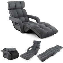 Load image into Gallery viewer, 6-Position Adjustable Floor Sofa Bed, Folding Lazy Sofa Chaise Lounger Recliner with Armrests &amp; Footrests for Living Room, Bedroom &amp; Gaming
