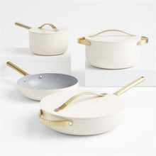 Load image into Gallery viewer, Caraway Home 7-Piece Cream Ceramic Non-Stick Cookware Set with Gold Hardware