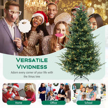 Load image into Gallery viewer, 6/7/8 FT Pre-Lit Artificial Christmas Tree, Hinged Xmas Tree with 240/340/450 Warm White LED Lights, 8 Lighting Modes, 778/1090/1480 Branch Tips