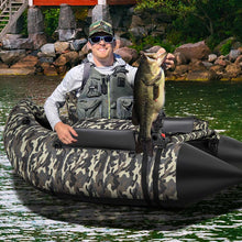 Load image into Gallery viewer, Inflatable Fishing Float Tube, 350 LBS Capacity Belly Boat with Paddle, Flippers, Rod Holder, Fish Ruler, Pump, Storage Bag &amp; Adjustable Straps
