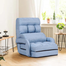 Load image into Gallery viewer, Folding Lazy Sofa Floor Chair with 6-Position Adjustable Backrest, Lumbar Pillow &amp; Armrests, Indoor Chaise Lounge Sofa for Gaming, Living Room