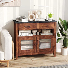 Load image into Gallery viewer, Sideboard Buffet Cabinet, Coffee Bar Cabinet with 2 Drawers, Faux Marble Top, Kitchen Storage Cabinet for Living Room Entryway
