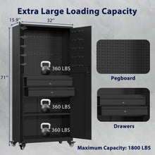 Load image into Gallery viewer, AECOJOY 71" Metal Garage Storage Cabinet with Drawers and Wheel