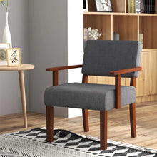 Load image into Gallery viewer, Modern Accent Chair Linen Armchair with Rubber Wood Frame, Mid Century Upholstered Reading Chair for Living Room Bedroom Reception
