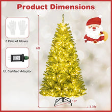 Load image into Gallery viewer, 6/7/8FT Pre-Lit Artificial Christmas Tree, Hinged Xmas Tree with Remote, Warm White LED Lights, Timer, Adjustable Lighting Modes for Holiday Decor