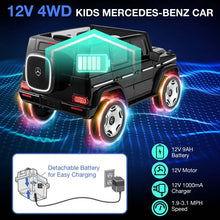 Load image into Gallery viewer, 12V 4WD Kids Ride On Car, Licensed Mercedes-Benz EQG Battery Powered Electric Vehicle with Remote Control &amp; Music