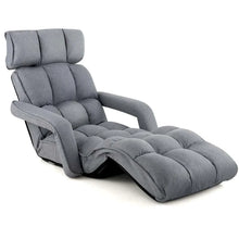 Load image into Gallery viewer, 6-Position Adjustable Floor Sofa Bed, Folding Lazy Sofa Chaise Lounger Recliner with Armrests &amp; Footrests for Living Room, Bedroom &amp; Gaming