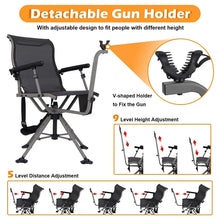 Load image into Gallery viewer, 360° Swivel Hunting Chair, Portable Deer Blind Chair Sniper Seat with Adjustable Shooting Rest, Extendable Aluminum Legs &amp; Carrying Strap for Camping