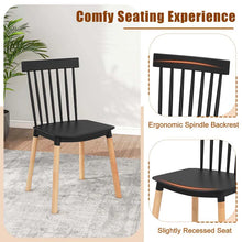 Load image into Gallery viewer, Set of 4 Windsor Dining Chairs, Modern Armless Side Kitchen Chairs with Spindle Back, Curved Seat &amp; Solid Wood Legs for Living Room, Restaurant