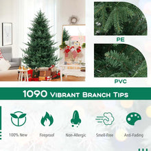 Load image into Gallery viewer, 6/7/8 FT Pre-Lit Artificial Christmas Tree, Hinged Xmas Tree with 240/340/450 Warm White LED Lights, 8 Lighting Modes, 778/1090/1480 Branch Tips