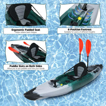 Load image into Gallery viewer, Sit-on-Top Fishing Kayak with Aluminum Paddle, 4 Fishing Rod Holders &amp; Padded Seat, 9.7FT 1-Person Recreational Touring Kayak for Lake, River, Ocean