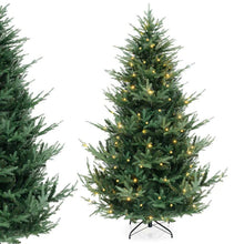 Load image into Gallery viewer, 6/7/8 FT Pre-Lit Artificial Christmas Tree, Hinged Xmas Tree with 240/340/450 Warm White LED Lights, 8 Lighting Modes, 778/1090/1480 Branch Tips